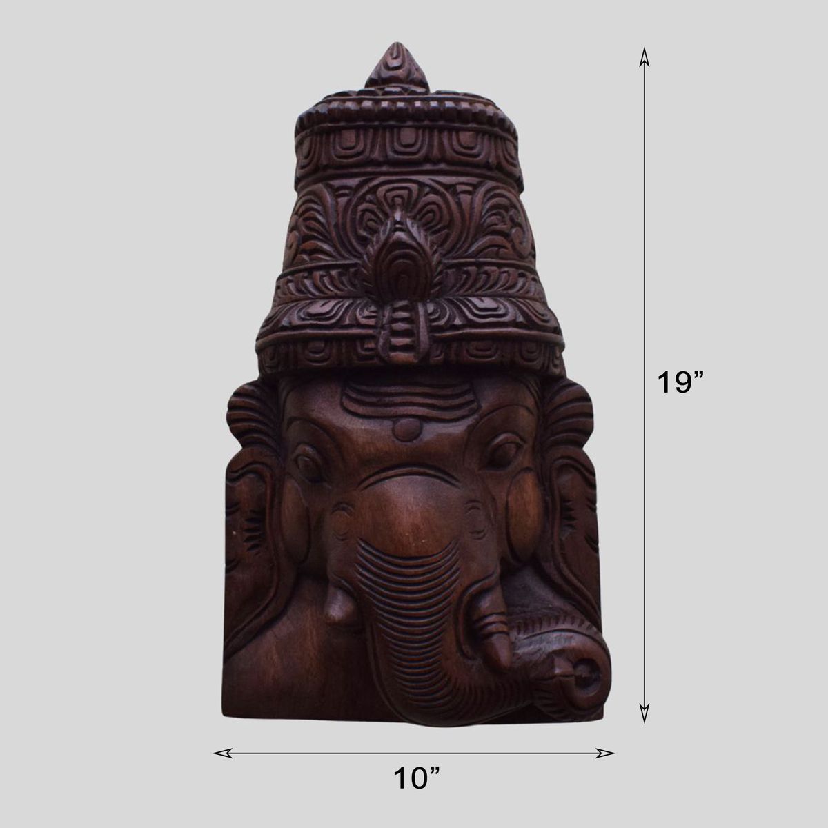 VAAGAI WOOD GANESHA FACK MASK WITH WALL HANGING