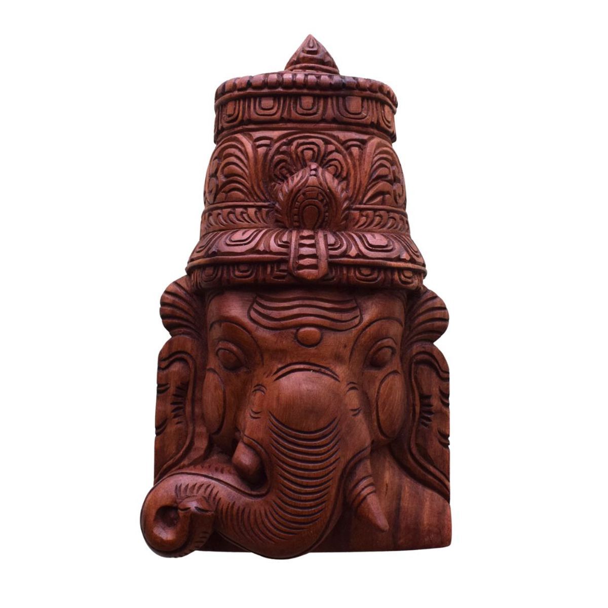 VAAGAI WOOD GANESHA FACK MASK WITH WALL HANGING