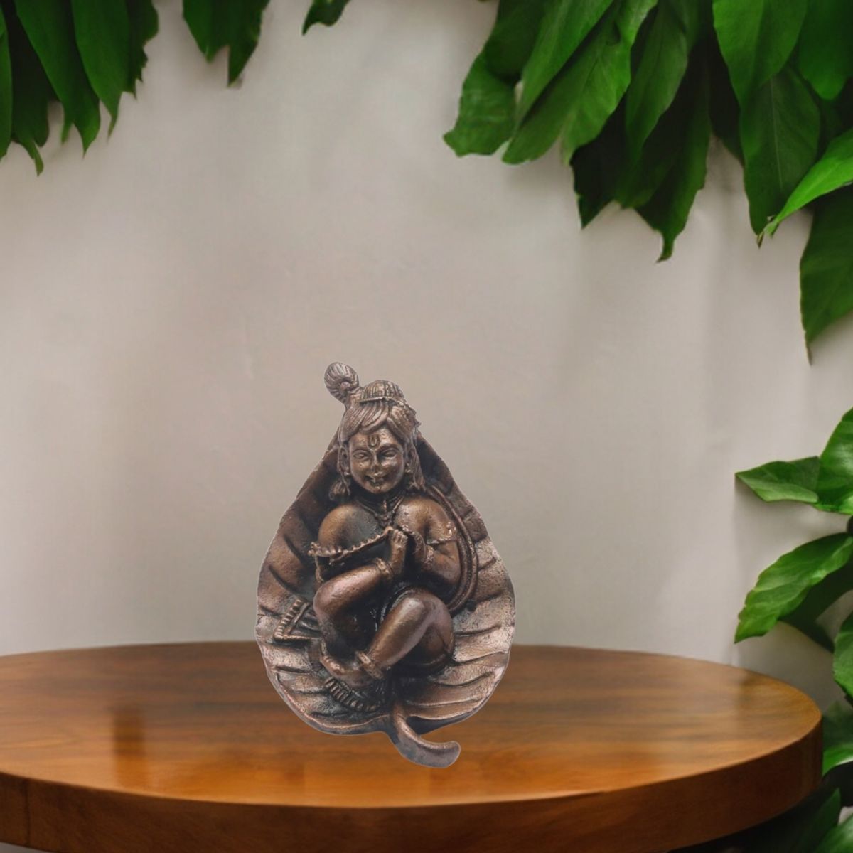 COPPER LEAF KRISHNA IDOL