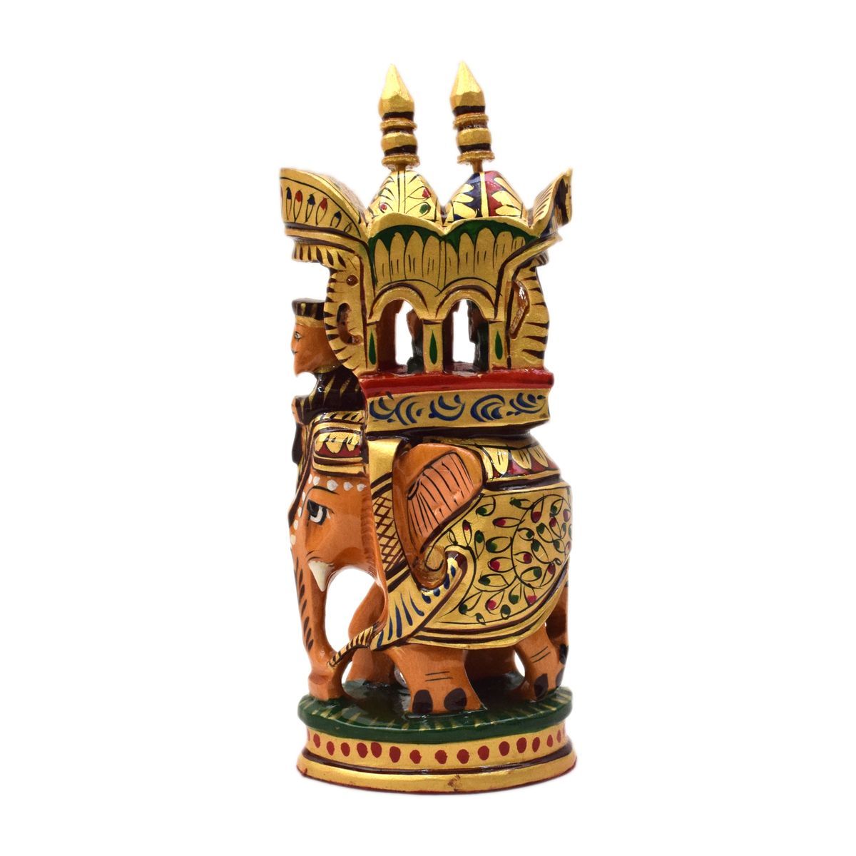 WHITE WOOD HAND PAINTED AMBARI ELEPHANT