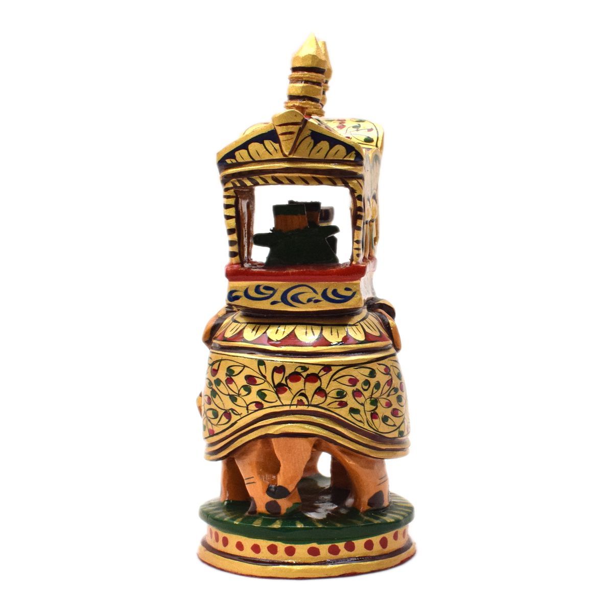 WHITE WOOD HAND PAINTED AMBARI ELEPHANT