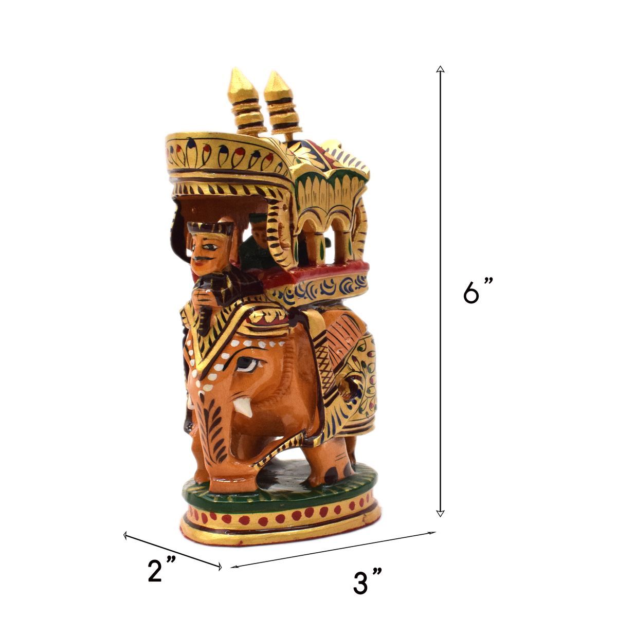 WHITE WOOD HAND PAINTED AMBARI ELEPHANT
