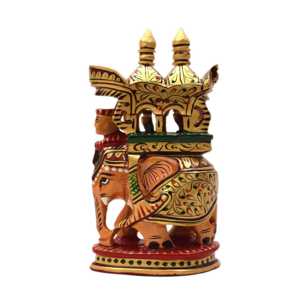 WHITE WOOD HAND PAINTED AMBARI ELEPHANT