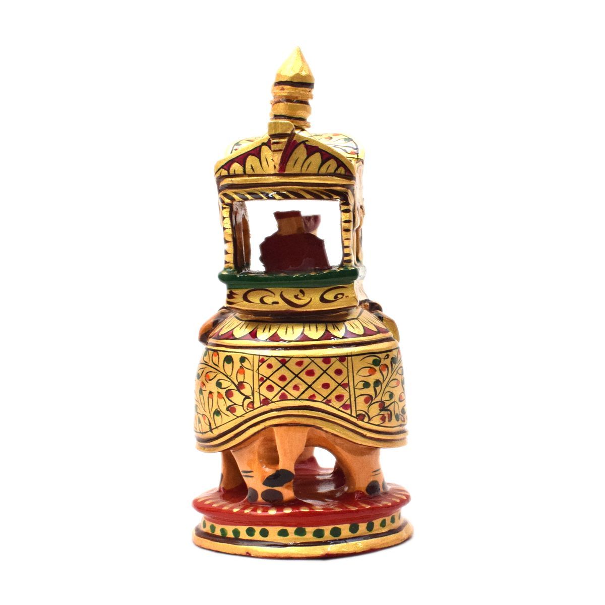 WHITE WOOD HAND PAINTED AMBARI ELEPHANT