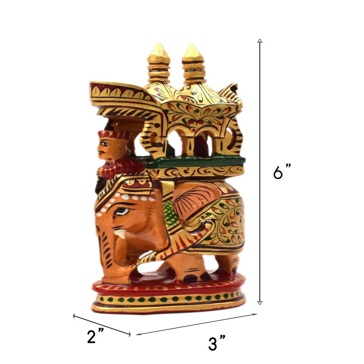 WHITE WOOD HAND PAINTED AMBARI ELEPHANT