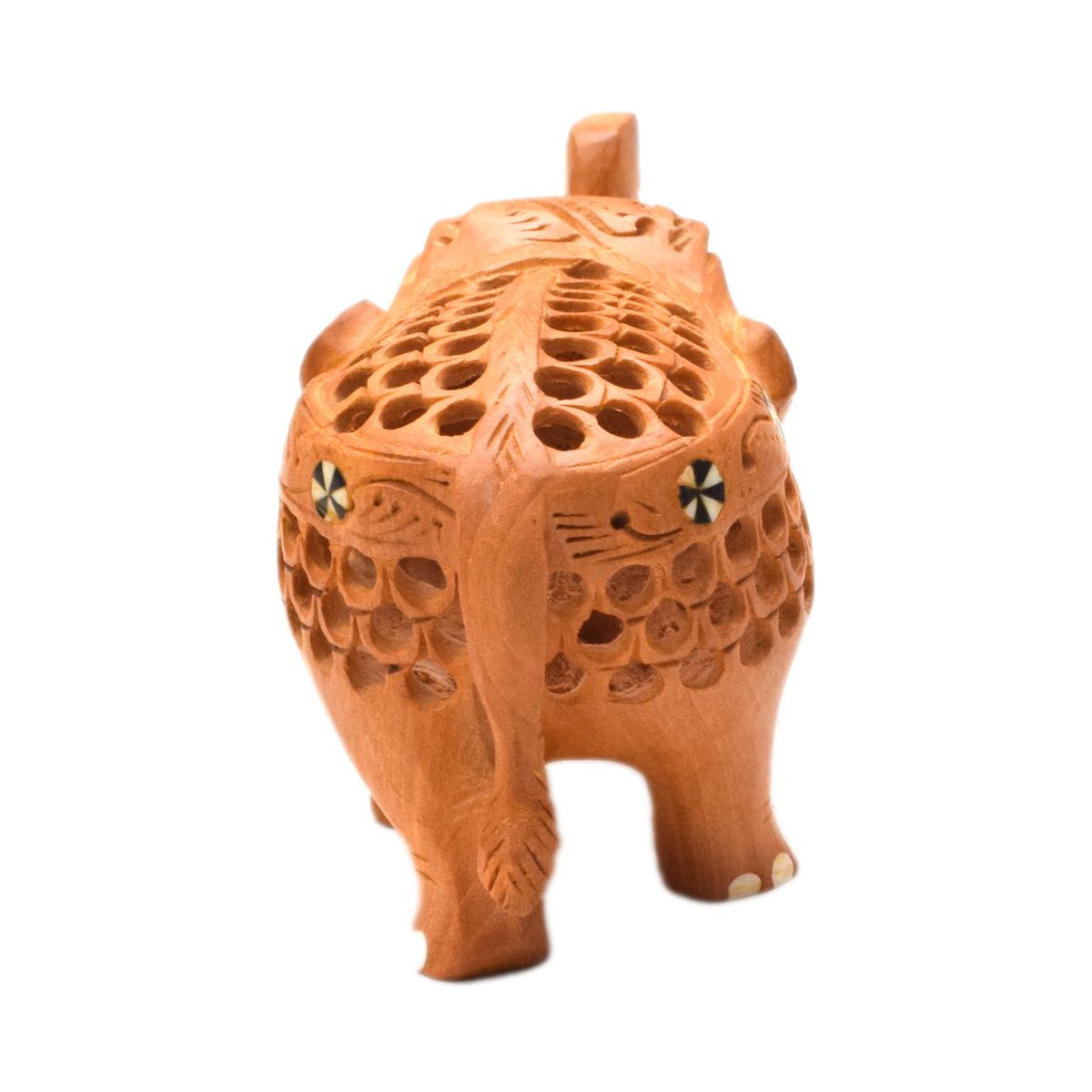 WHITE WOOD JALI ELEPHANT WITH INLAY WORK