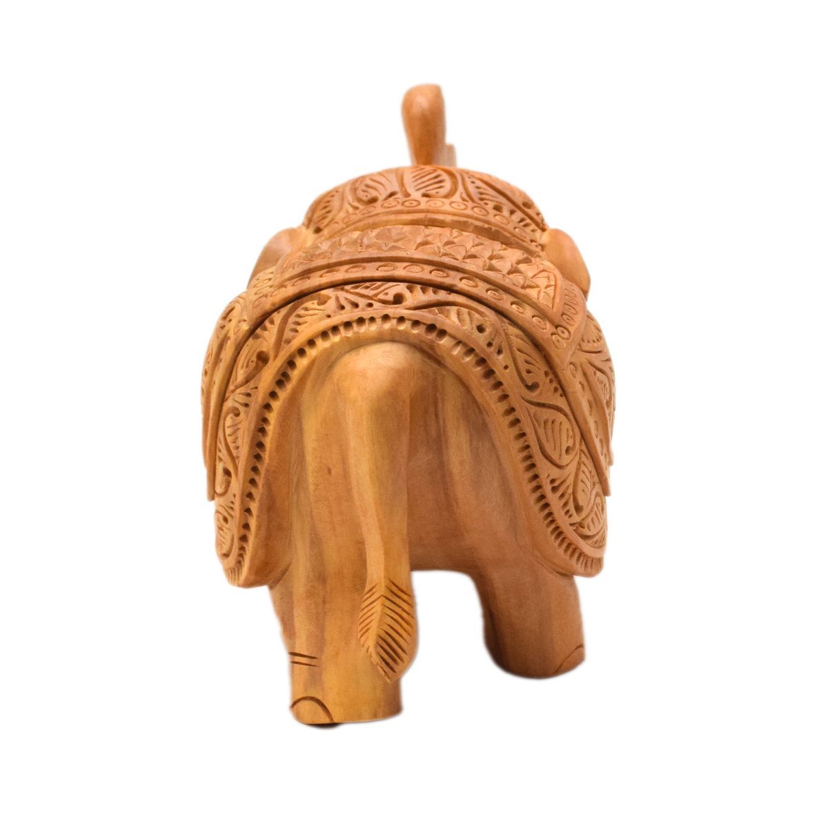 WHITE WOOD CARVING ELEPHANT