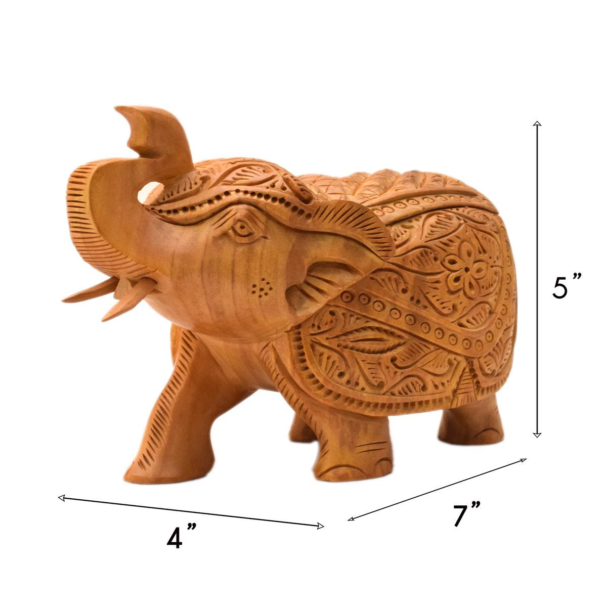 WHITE WOOD CARVING ELEPHANT