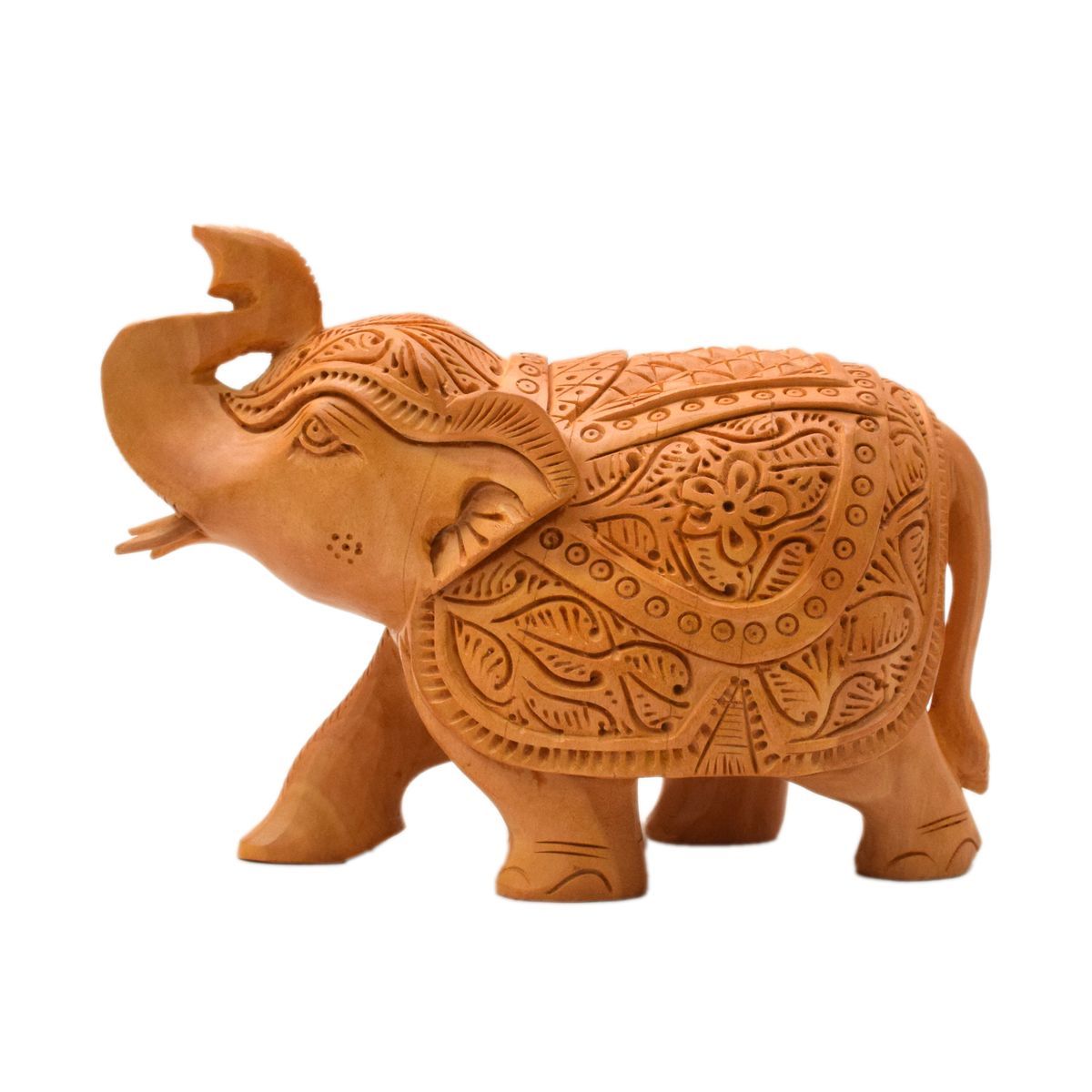 WHITE WOOD CARVING ELEPHANT