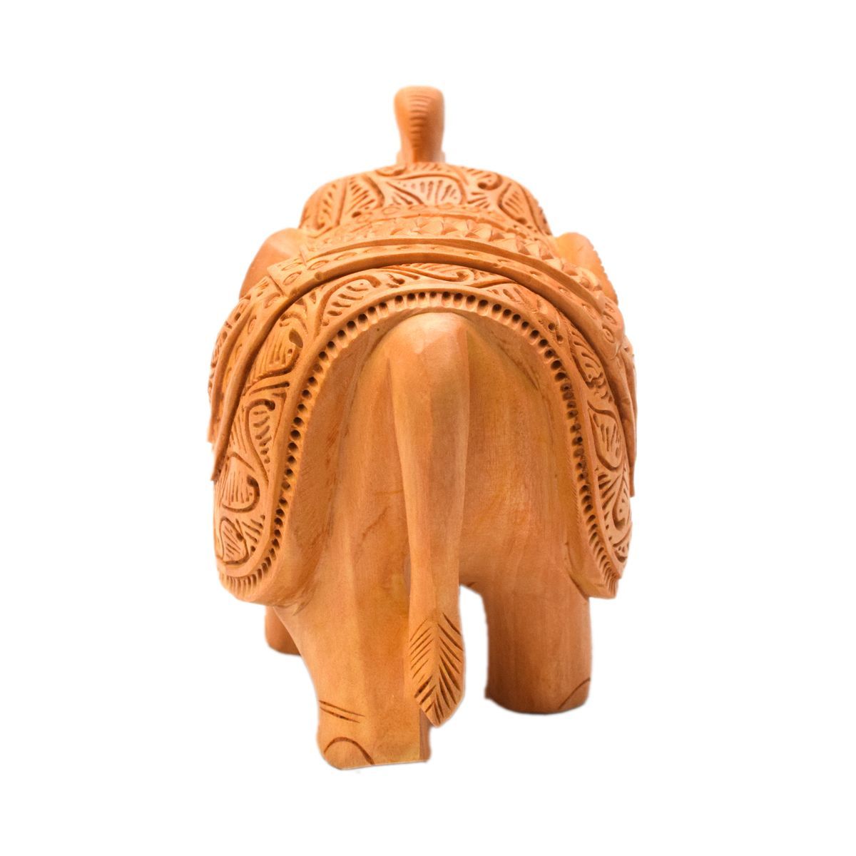 WHITE WOOD CARVING ELEPHANT