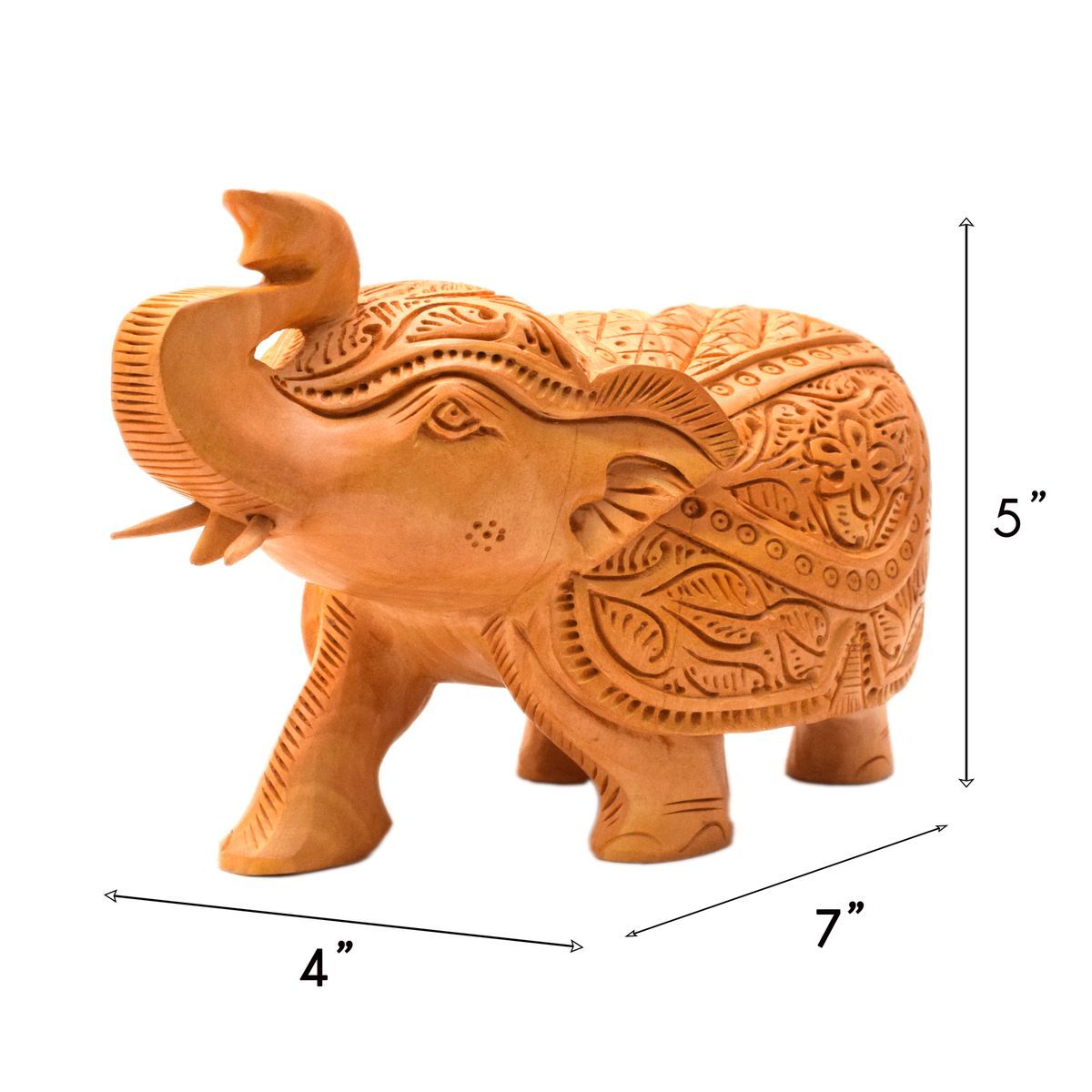 WHITE WOOD CARVING ELEPHANT