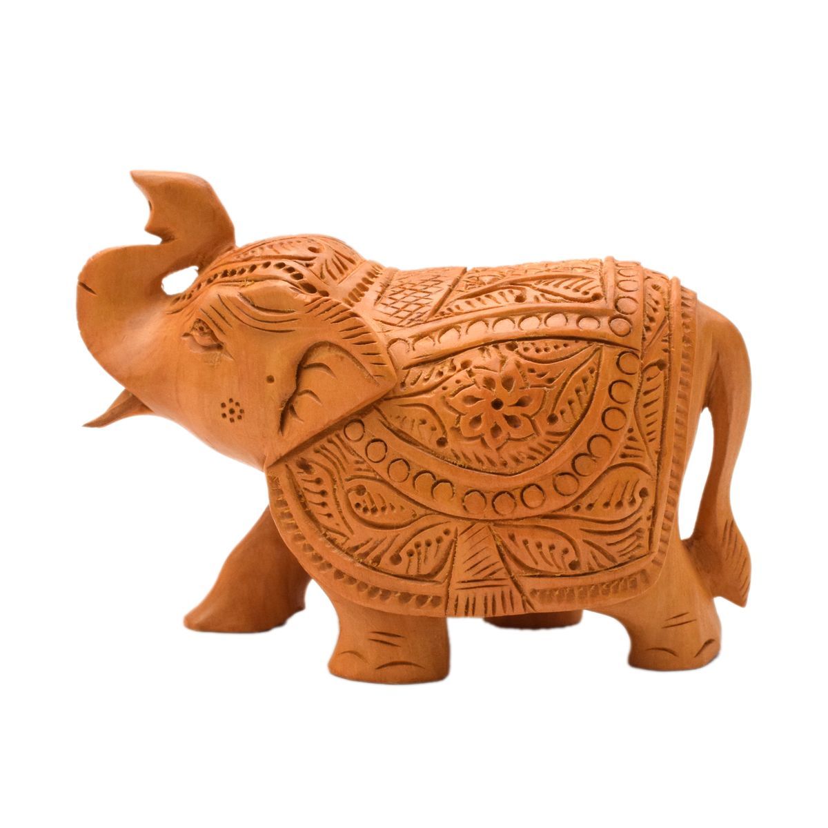 WHITE WOOD CARVING ELEPHANT