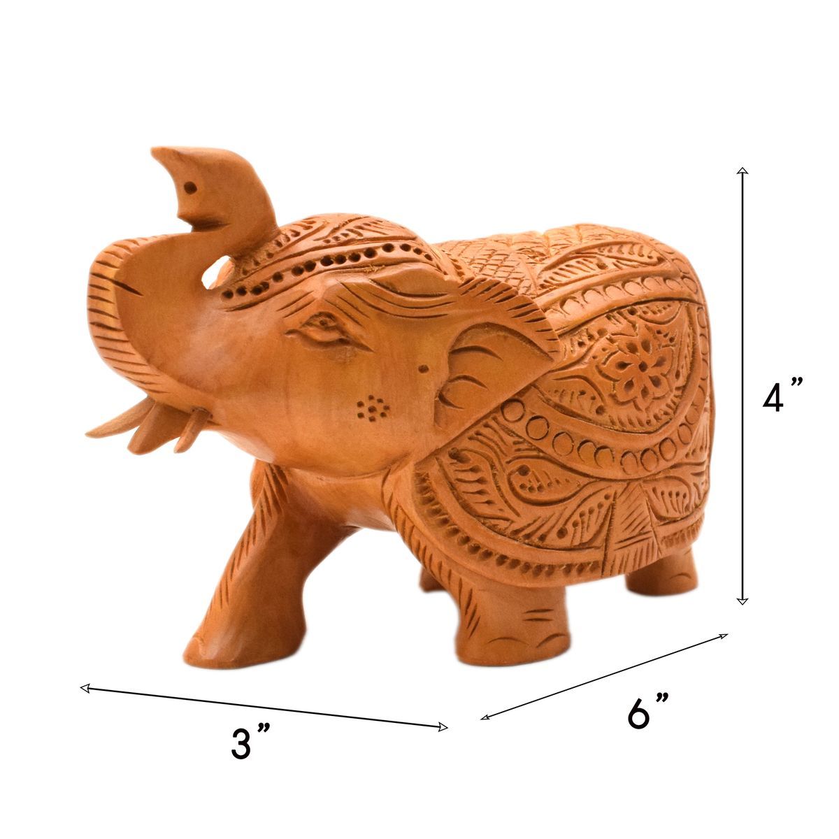 WHITE WOOD CARVING ELEPHANT