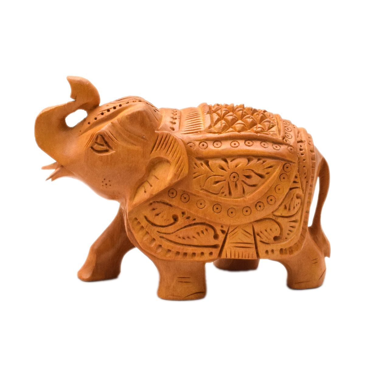 WHITE WOOD CARVING ELEPHANT
