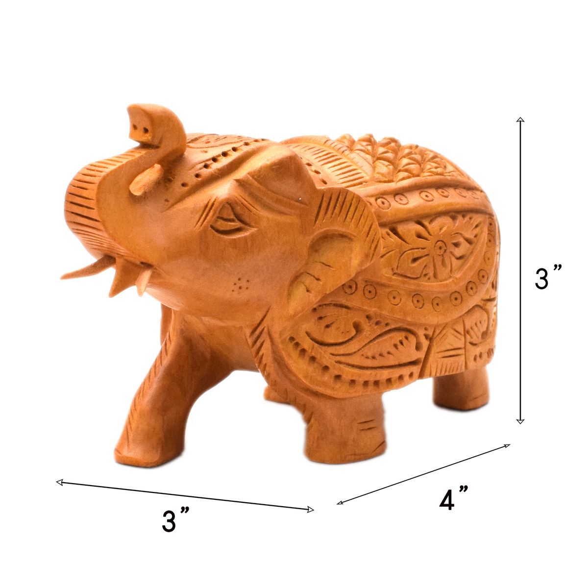 WHITE WOOD CARVING ELEPHANT