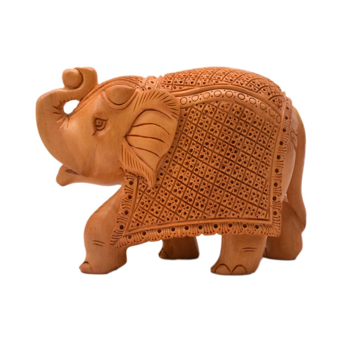 WHITE WOOD CARVING ELEPHANT