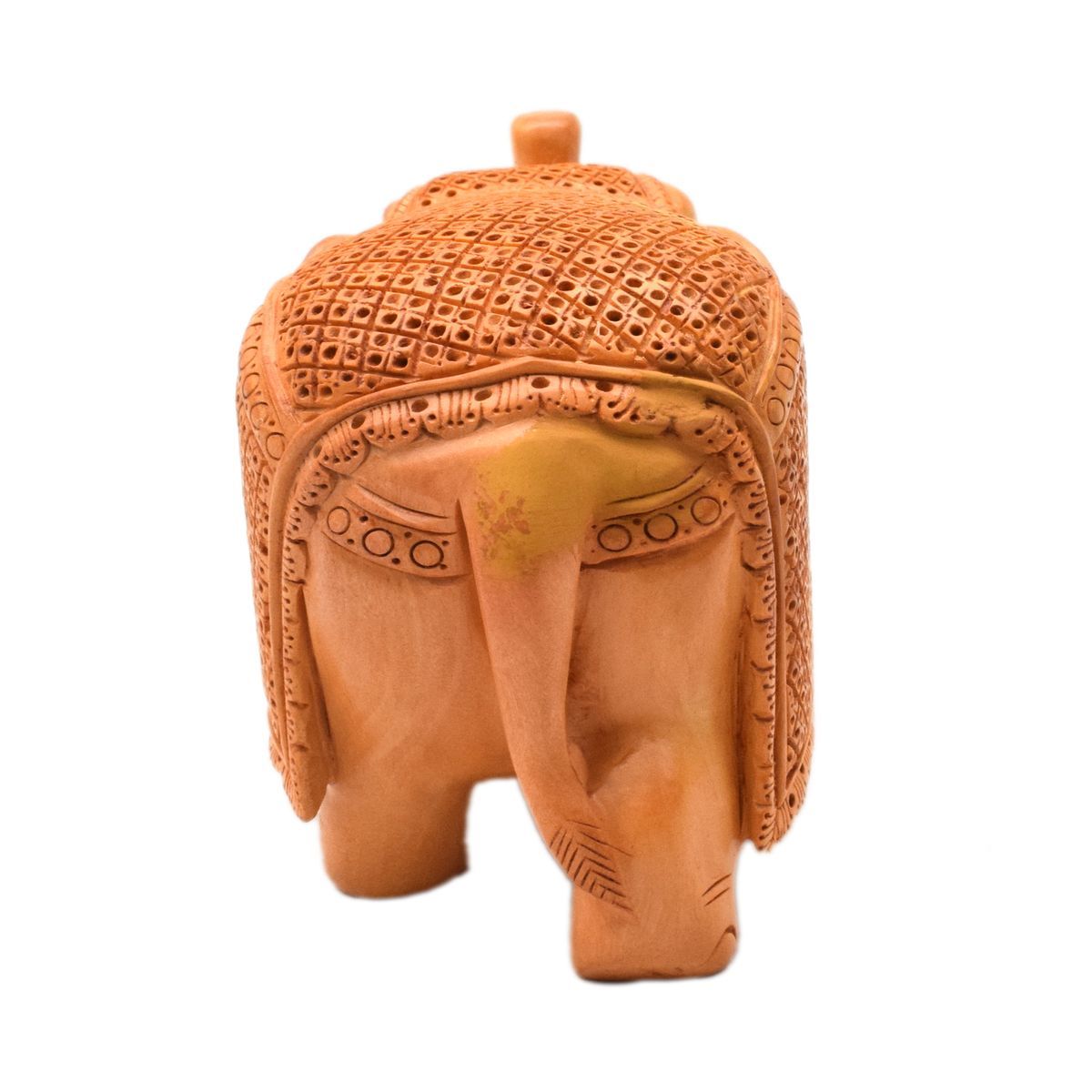 WHITE WOOD CARVING ELEPHANT