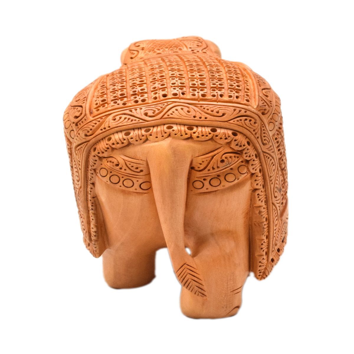 WHITE WOOD CARVING ELEPHANT
