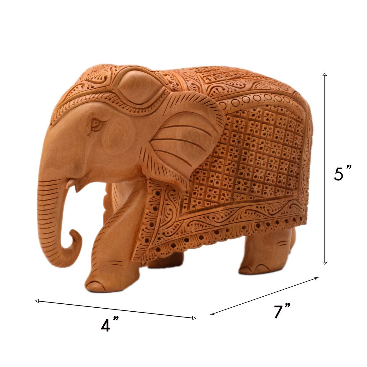 WHITE WOOD CARVING ELEPHANT