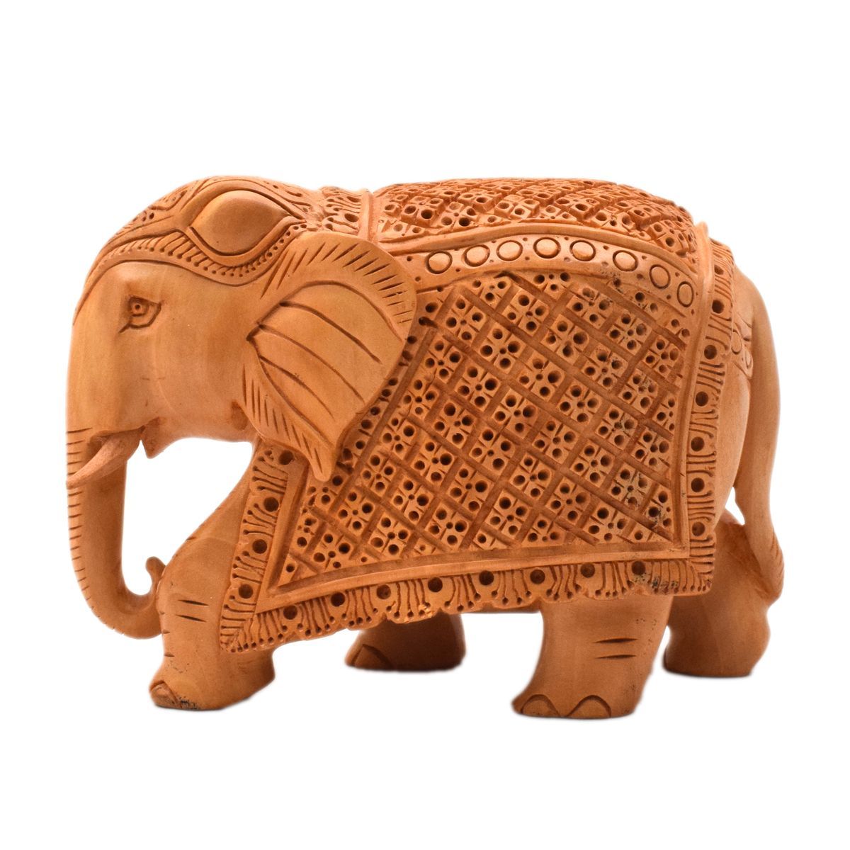 WHITE WOOD CARVING ELEPHANT