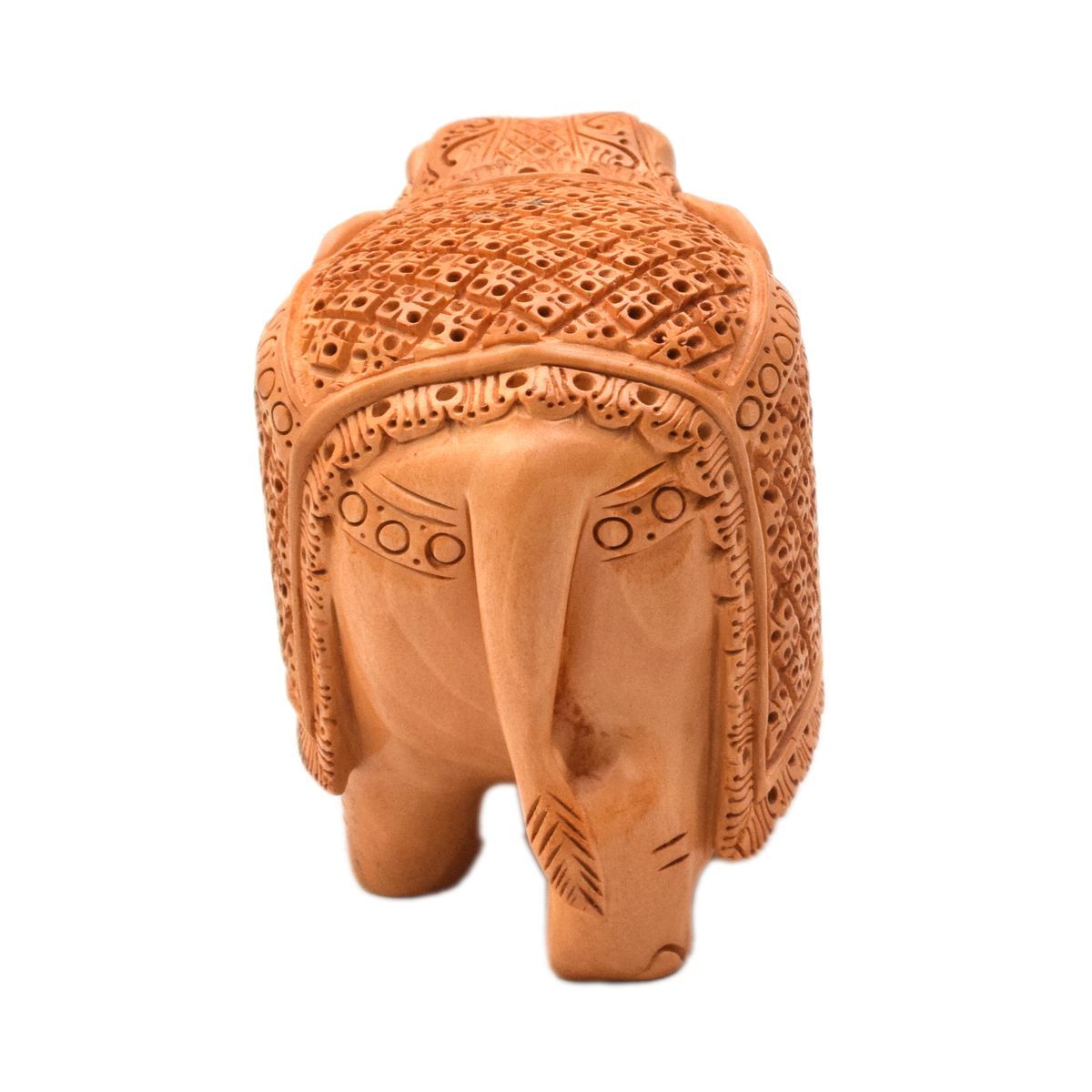 WHITE WOOD CARVING ELEPHANT