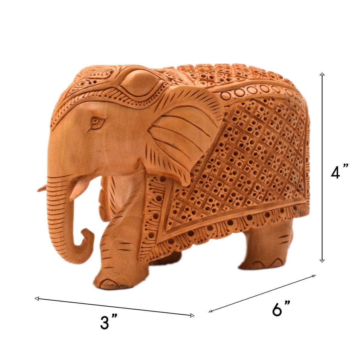 WHITE WOOD CARVING ELEPHANT