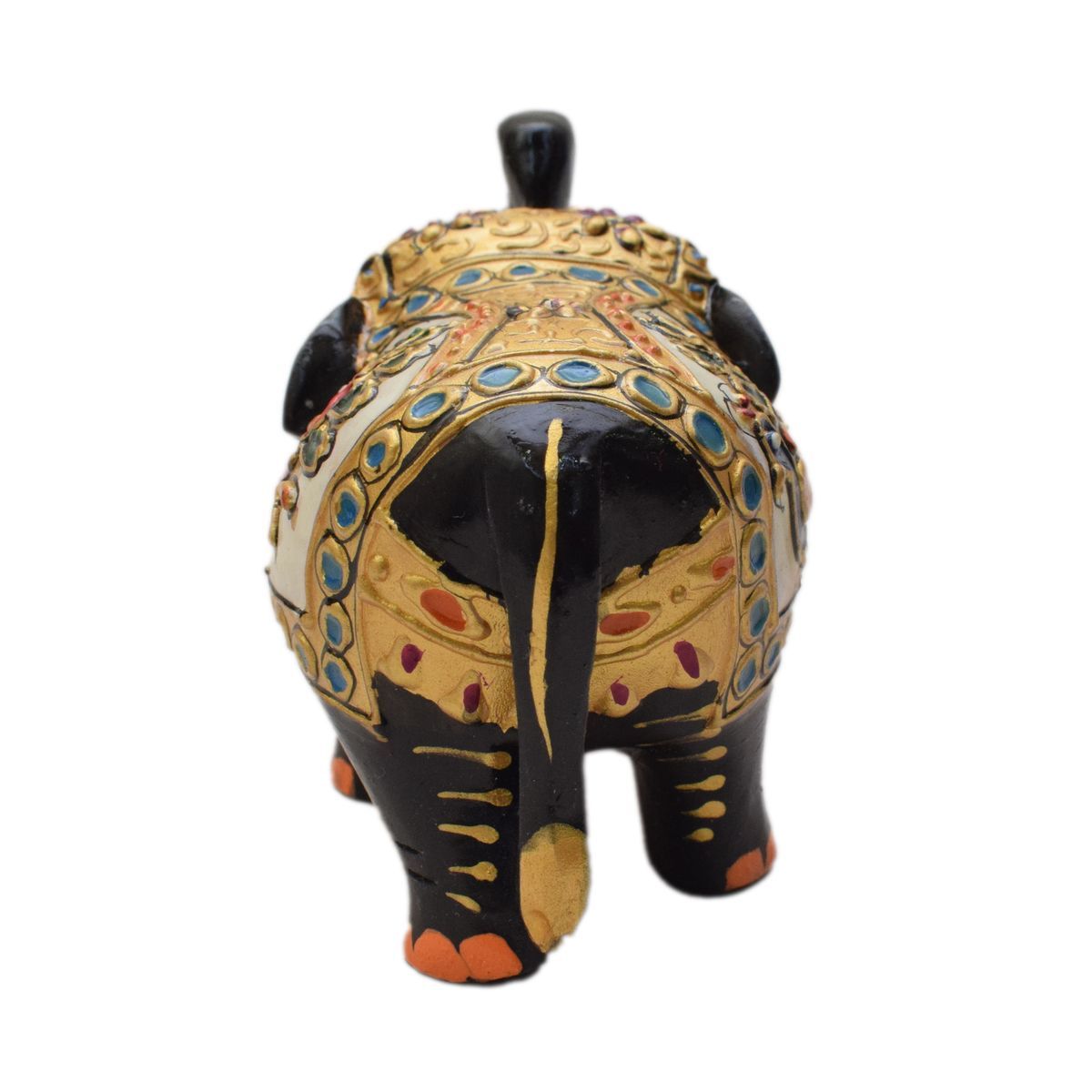 WHITE WOOD HAND PAINTED ELEPHANT