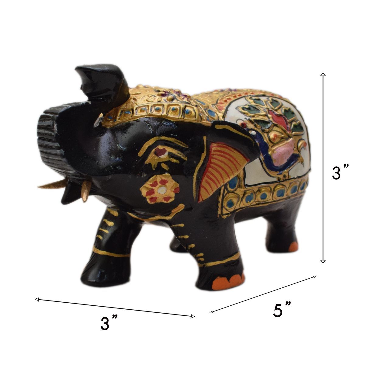 WHITE WOOD HAND PAINTED ELEPHANT