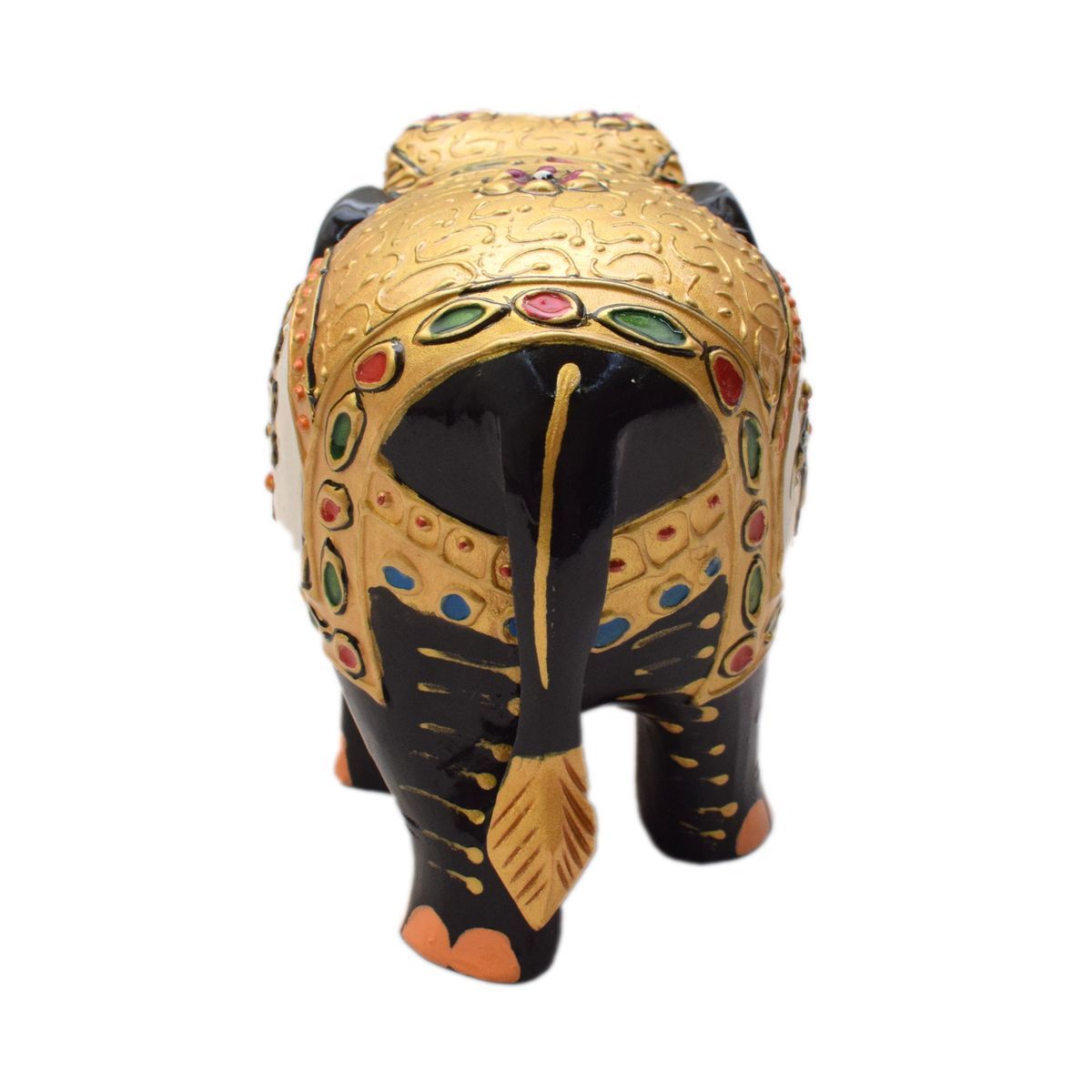 WHITE WOOD HAND PAINTED ELEPHANT
