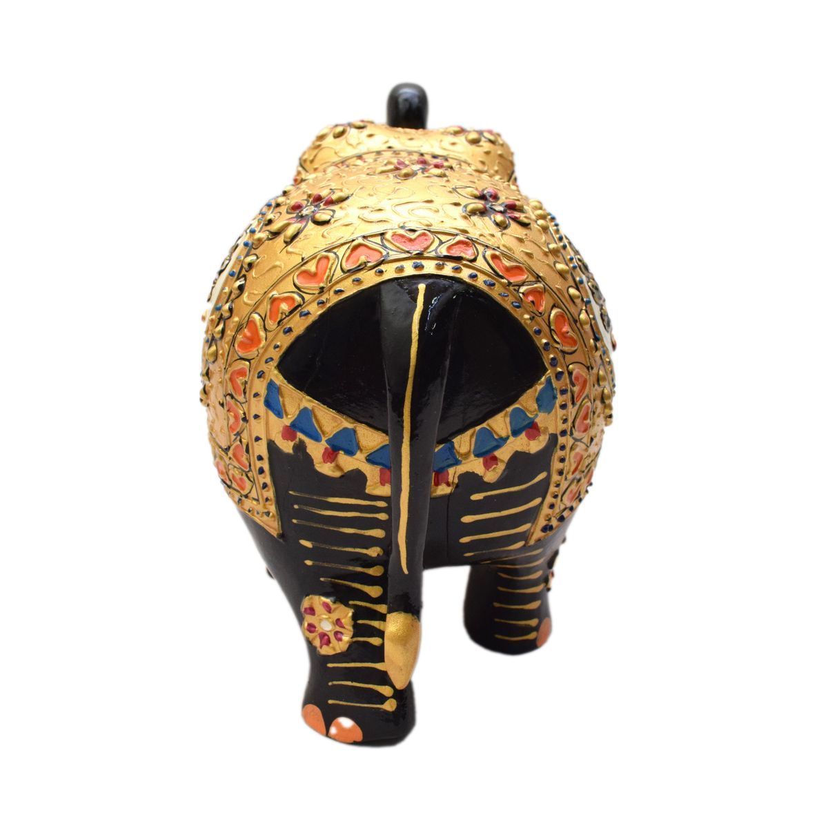 WHITE WOOD HAND PAINTED ELEPHANT