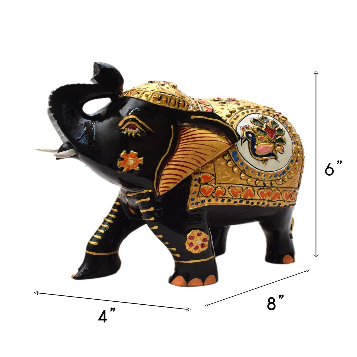 WHITE WOOD HAND PAINTED ELEPHANT