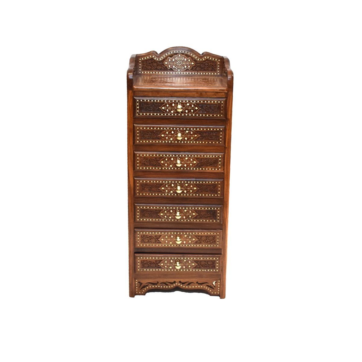 SHEESHAM WOOD CHEST OF DRAWER WITH BRASS INLAY WORK