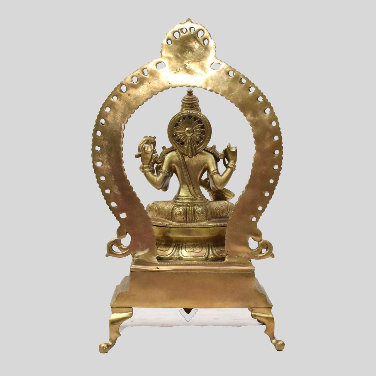 BRONZE SARASWATHI IDOL WITH PRABHAVALI