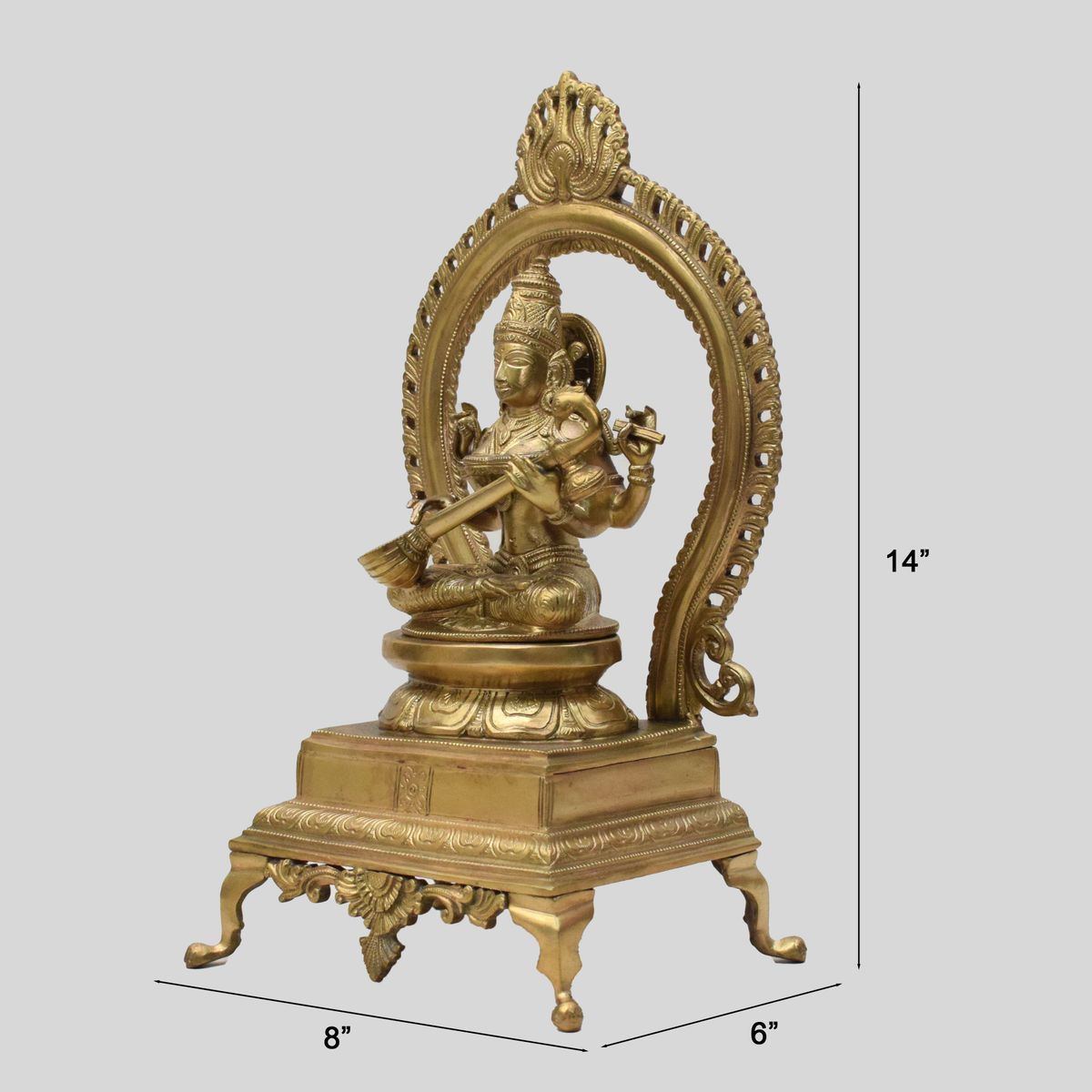 BRONZE SARASWATHI IDOL WITH PRABHAVALI