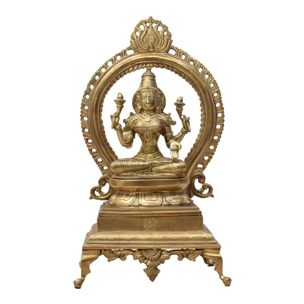 BRONZE LAKSHMI IDOL WITH PRABHAVALI