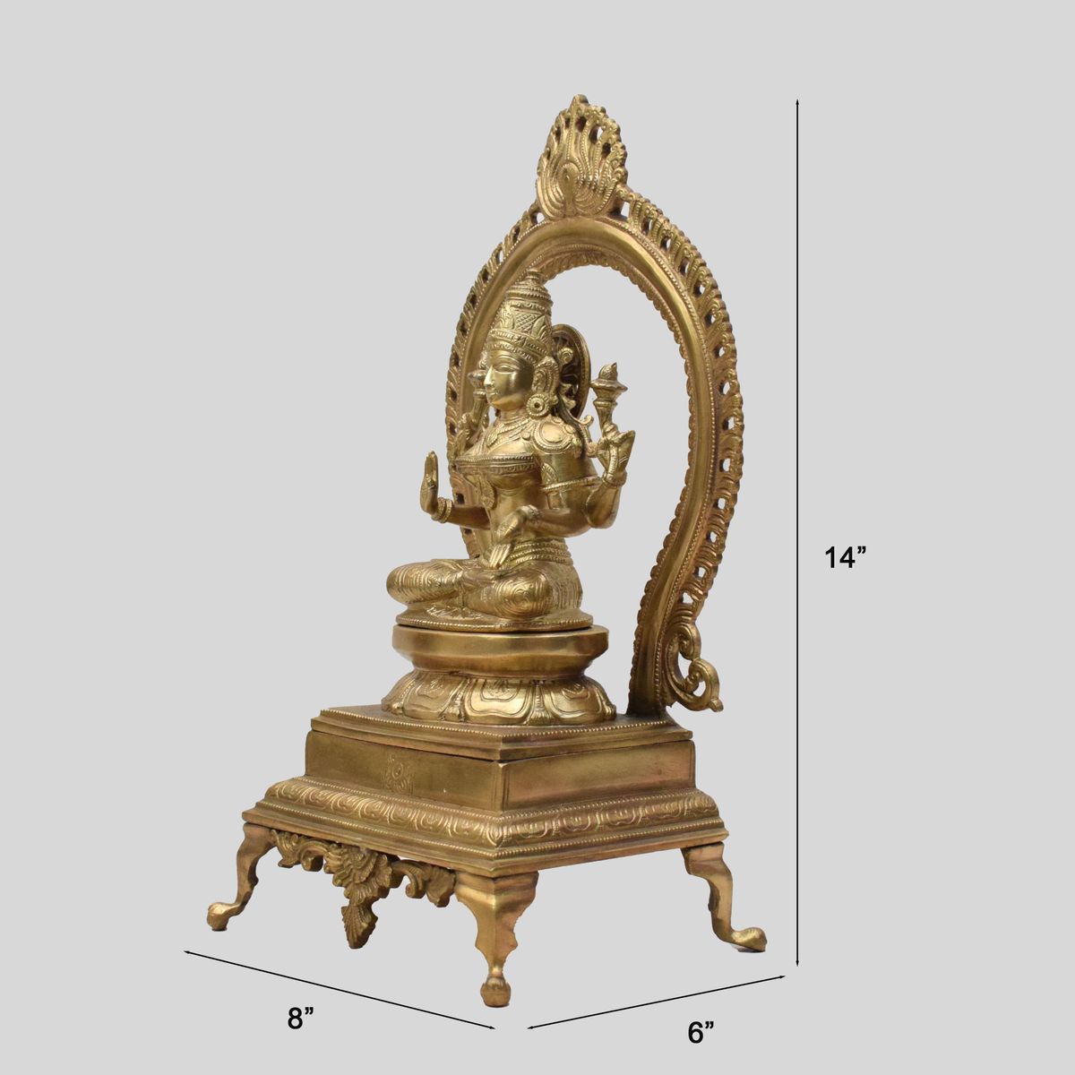 BRONZE LAKSHMI IDOL WITH PRABHAVALI