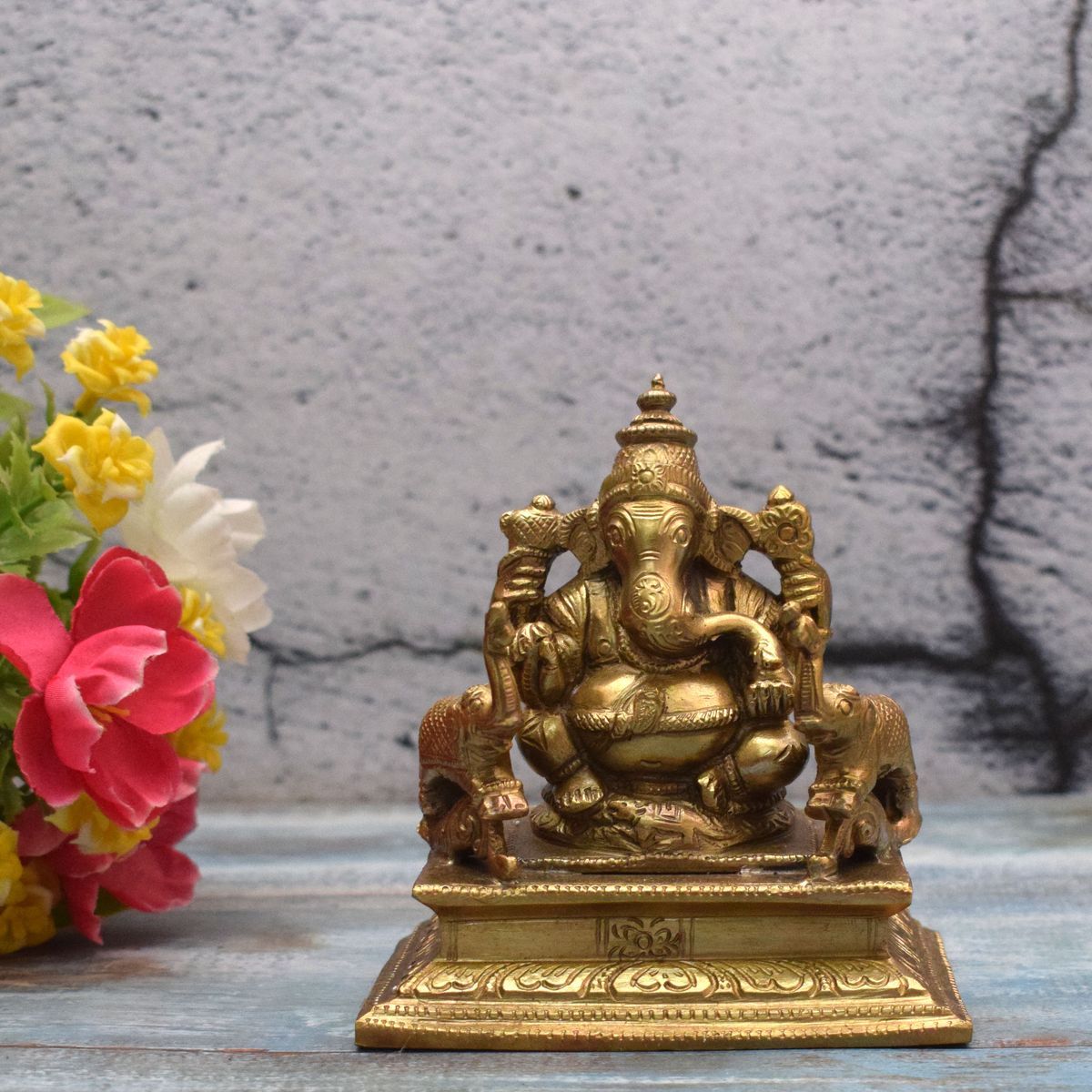BRONZE GANESHA IDOL WITH ELEPHANT