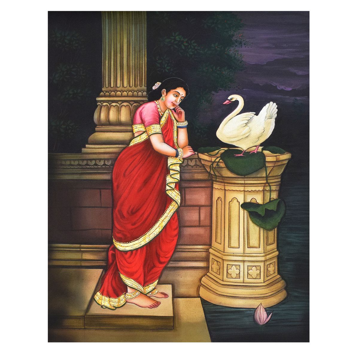 CANVAS PAINTING DAMAYANTI WITH DUCK