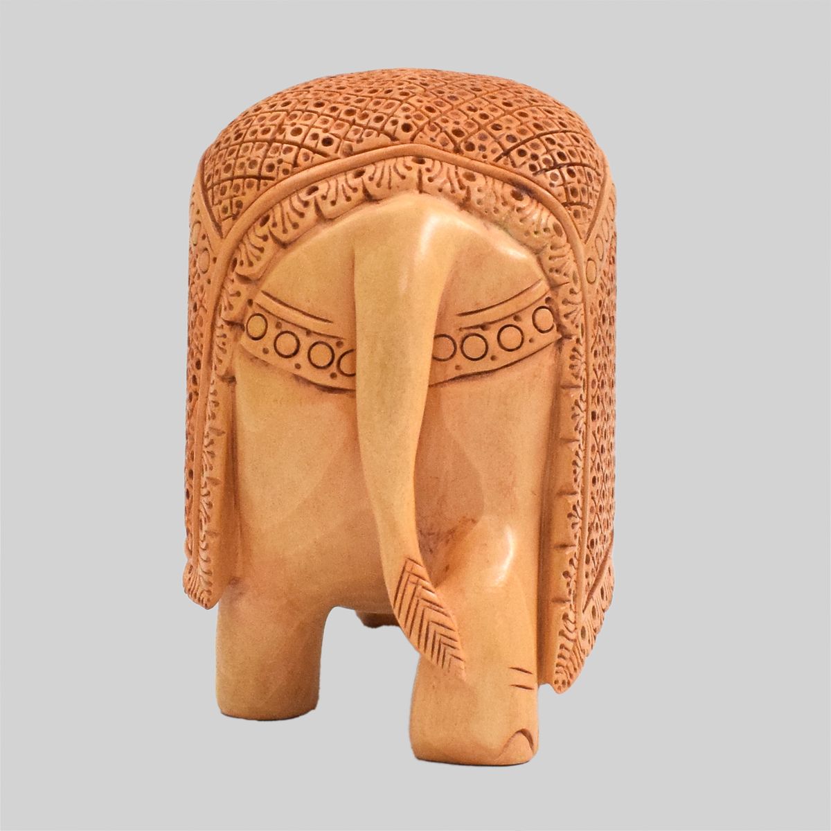 WHITE WOOD CARVING ELEPHANT