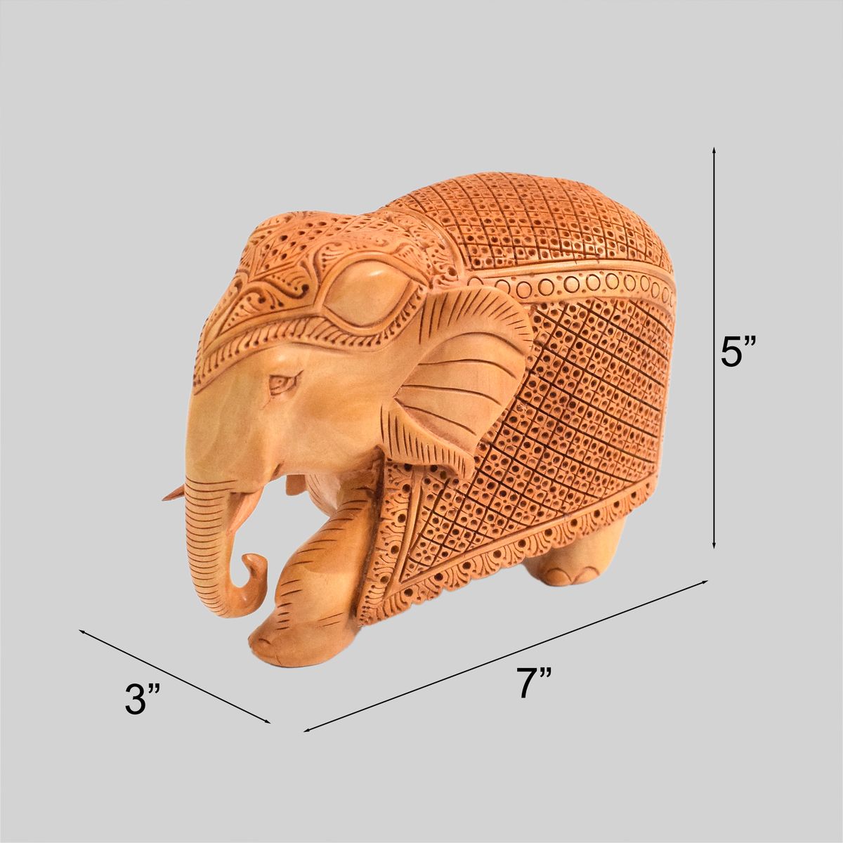 WHITE WOOD CARVING ELEPHANT