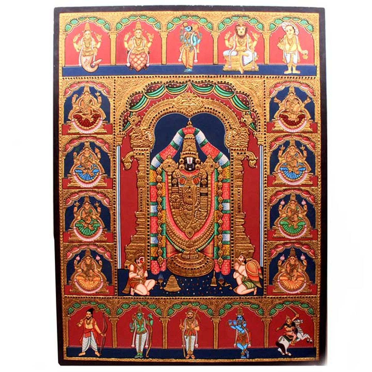22ct Gold Handmade Lord Balaji Dhasavathar Tanjore