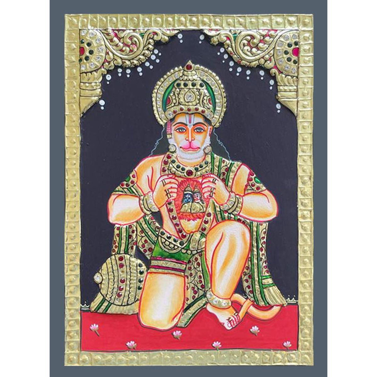 TANJORE PAINITNG HANUMAN SITTING