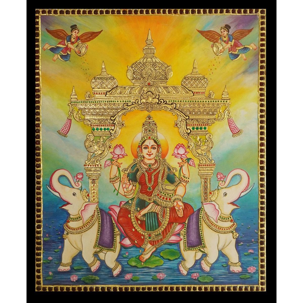 TANJORE PAINTING GAJA LAKSHMI