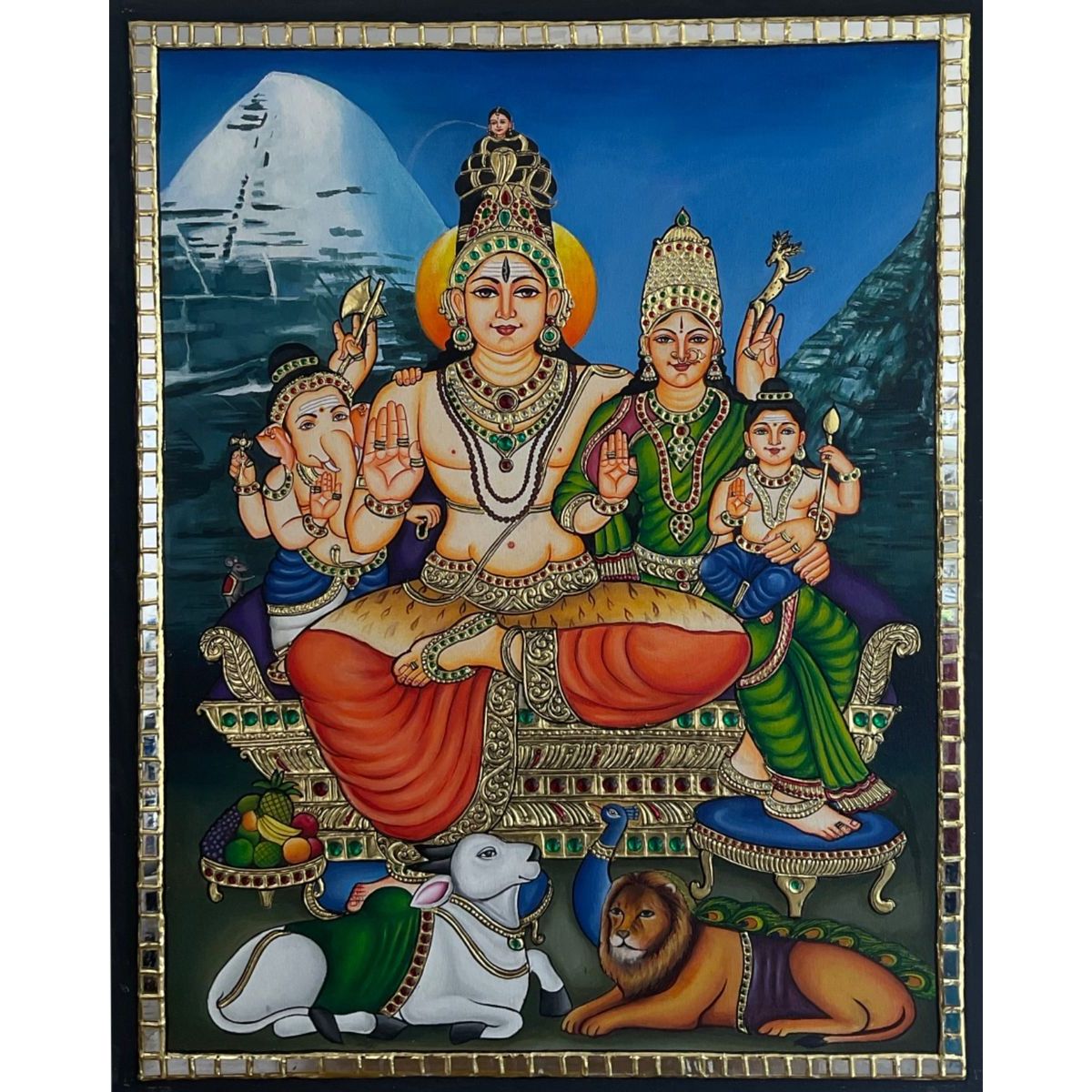 TANJORE PAINTING SHIVA FAMILY