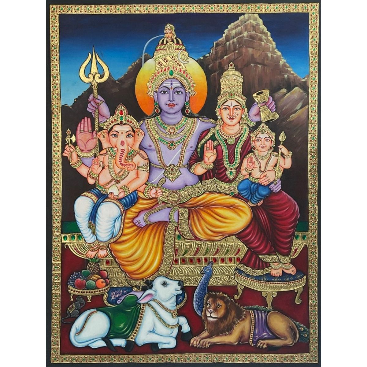 TANJORE PAINTING SHIVA FAMILY