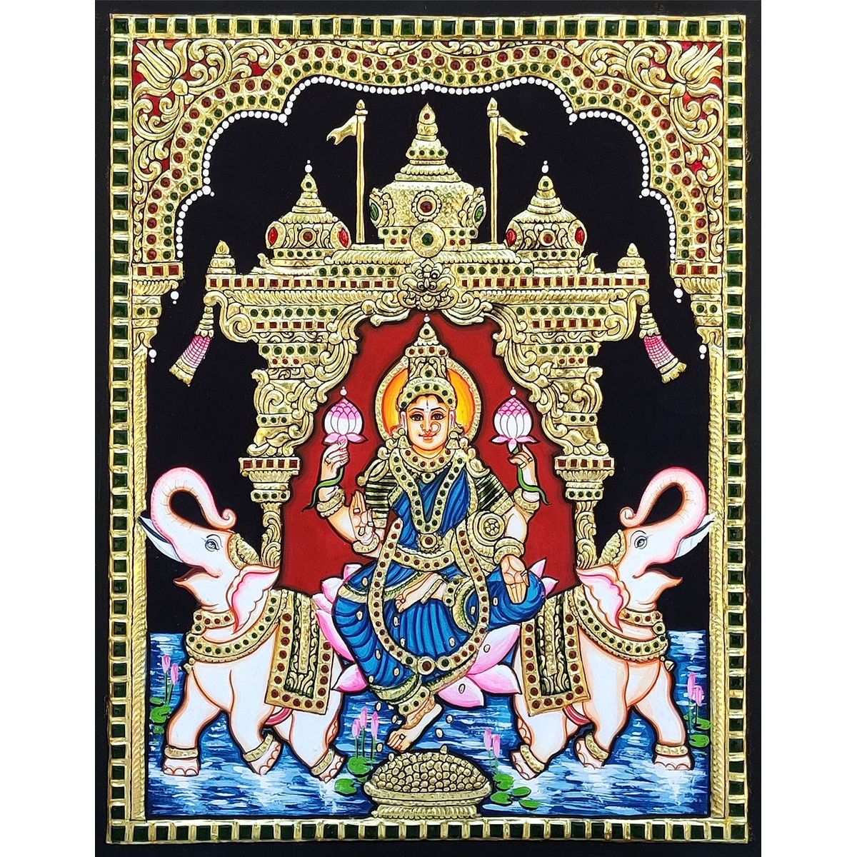 TANJORE PAINTING GAJA  LAKSHMI