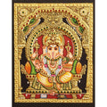 TANJORE PAINTING MANTAP YELLOW DHOTI GANESHA