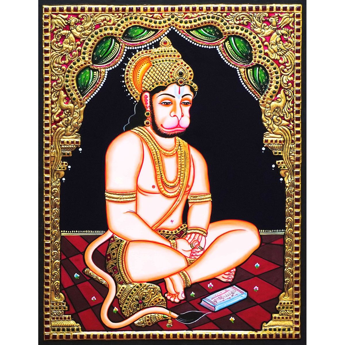 TANJORE PAINTING HANUMAN SITTING
