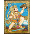 TANJORE PAINTING STANDING HANUMAN WITH SANJEEVINI