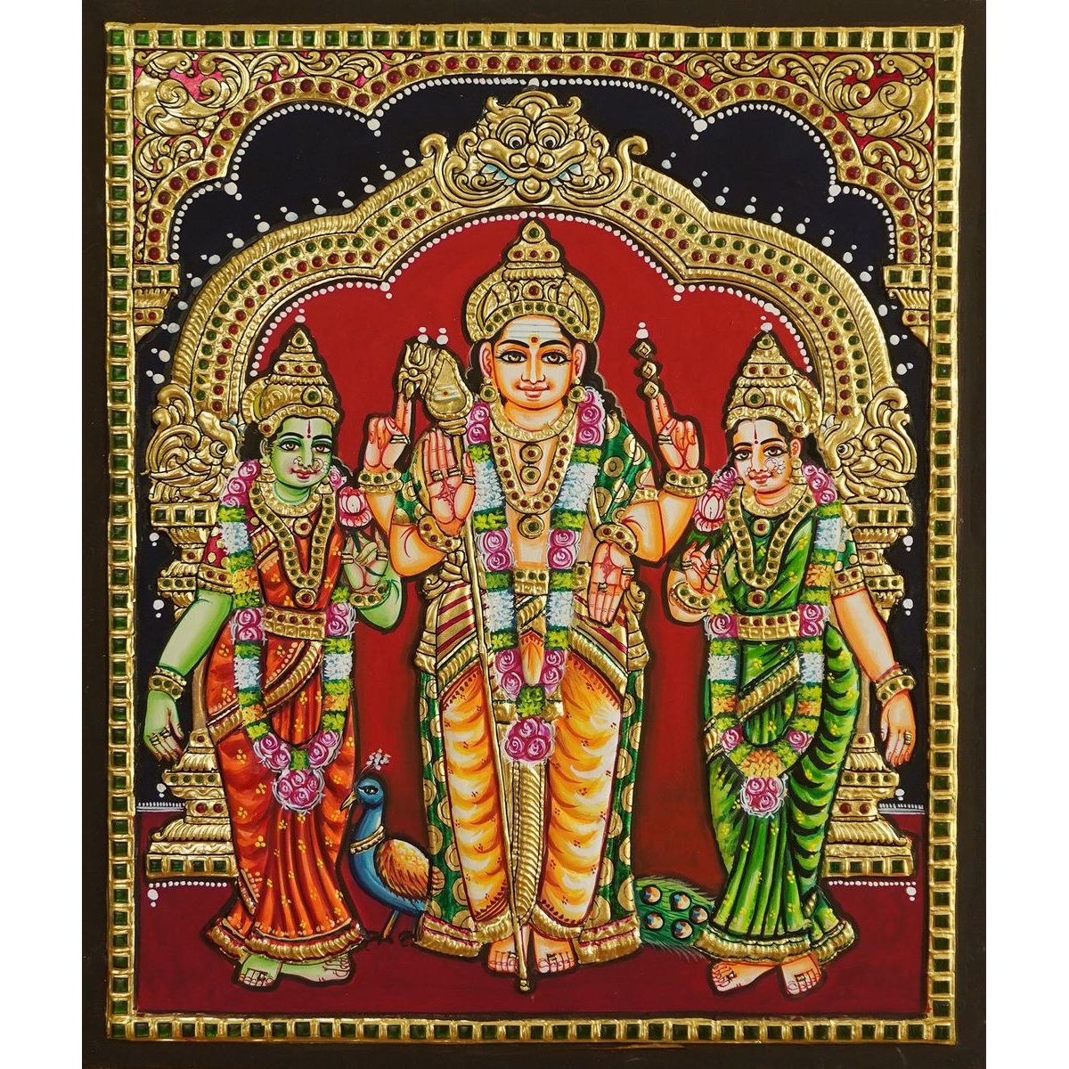 TANJORE PAINTING MURUGAM VALLI DEVAYANI